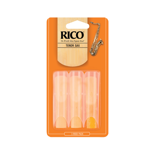Rico Orange Tenor Saxophone Reed, Strength 1.5 (Unfiled Cut), Box of 3