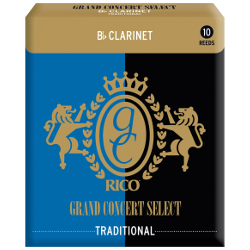 Rico Grand Concert Select Bb Clarinet Reed, Strength 3.5, Box of 10 