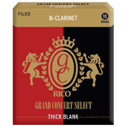 Rico Grand Concert Select Thick Blank Bb Clarinet Reed, Strength 4, Box of 10