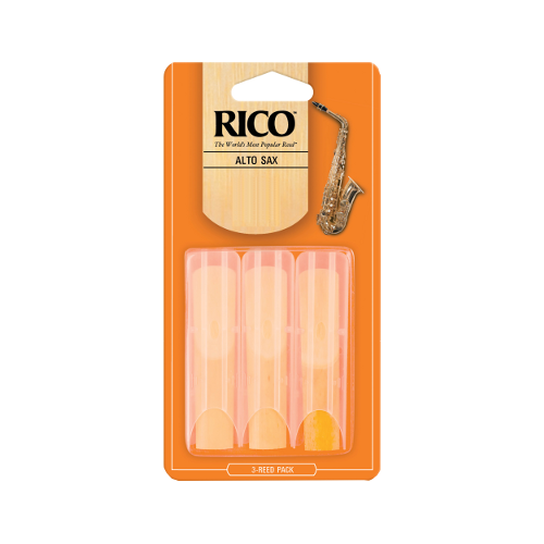 Rico Orange Alto Saxophone Reed, Strength 3.5 (Unfiled Cut), Box of 3