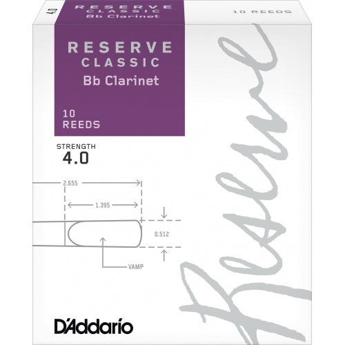 D'Addario Reserve Bb Clarinet Reed, Strength 4, Box of 10