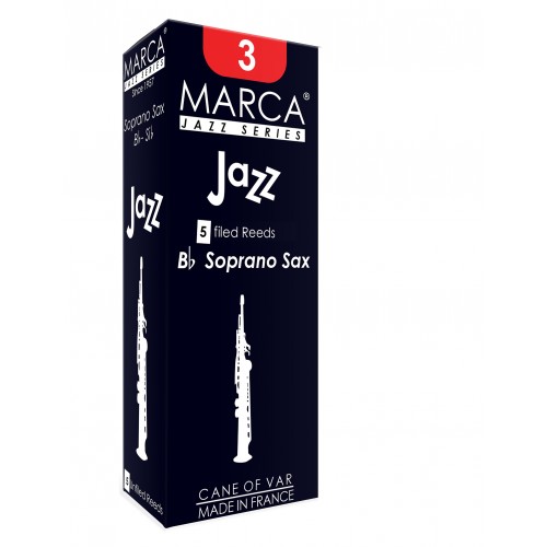 Marca Jazz Soprano Saxophone Reed, Strength 2.5, Box of 5