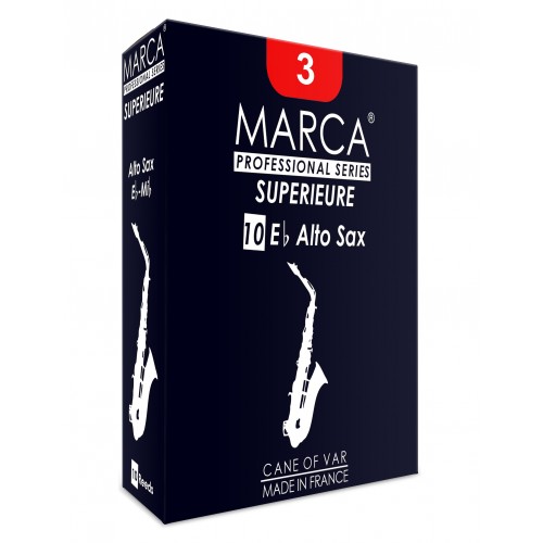 Marca Superieure Alto Saxophone Reed, Strength 2, Box of 10 