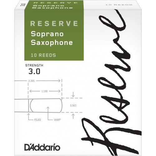 D'Addario Reserve Soprano Saxophone Reed Strength 3, Box of 10
