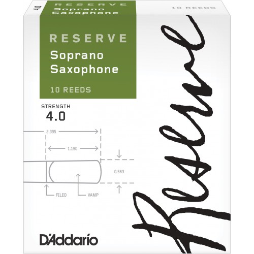 D'Addario Reserve Soprano Saxophone Reed Strength 4, Box of 10