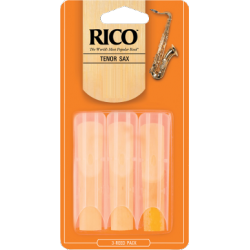 Rico Orange Tenor Saxophone Reed, Strength 2.5 (Unfiled Cut), Box of 3