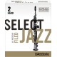 D’Addario Select Jazz Soprano Saxophone Reed, Strength 2, Filed (Hard), Box of 10