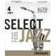 D’Addario Select Jazz Alto Saxophone Reed, Strength 4, Filed (Soft), Box of 10