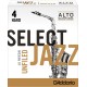 D'Addario Select Jazz Alto Saxophone Reed, Strength 4 (Soft), Unfiled, Box of 10