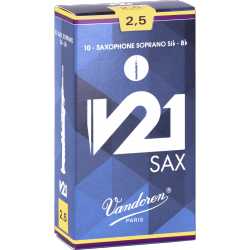 Vandoren V21 Soprano Saxophone Reed Strength 2.5, Box of 10