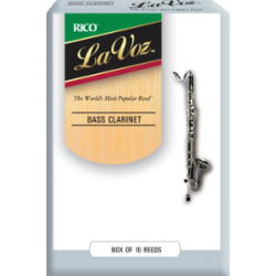 Rico La Voz Bass Clarinet Reed (Medium/Soft), Box of 10