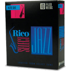 D’Addario Select Jazz Alto Saxophone Reed, Strength 3, Filed (Medium), Box of 10