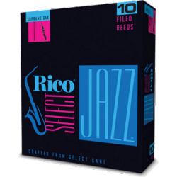 D’Addario Select Jazz Soprano Saxophone Reed, Strength 2, Filed (Medium), Box of 10