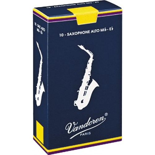 Vandoren Traditional Alto Saxophone Reed, Strength 3.5, Box of 10 