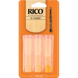 Rico Orange Bb Clarinet Reed, Strength 1.5, Box of 3